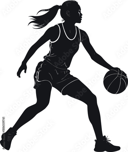 Black and White Basketball Player Silhouette