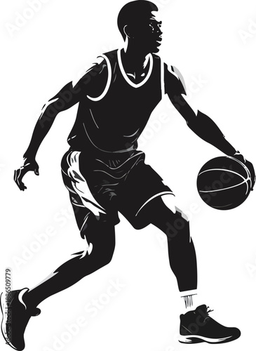 Black and White Basketball Player Silhouette
