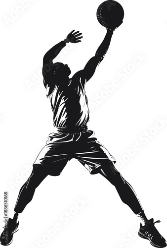 Black and White Basketball Player Silhouette