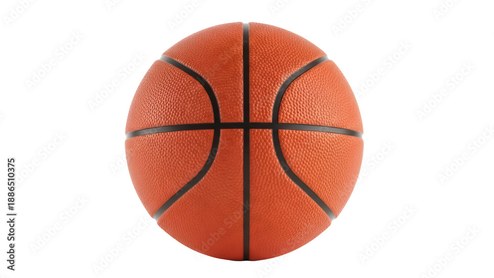 Fototapeta premium Orange basketball isolated PNG, sports equipment for team games and physical activity, textured ball with black lines on transparent background
