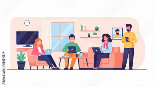 People working on laptops in a cozy living room (2)