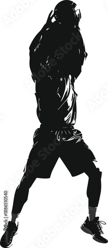Black and White Basketball Player Silhouette