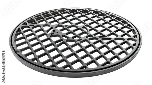 Round Black Cast Iron Grate with Diamond Pattern