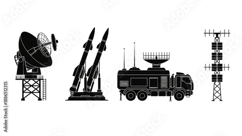 Military radar and missile systems, surveillance and communication equipment