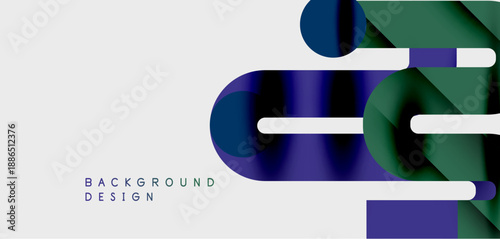 Abstract geometric shapes overlap. Dark blues, greens, white create modern design. Minimalist aesthetic, suitable background element.