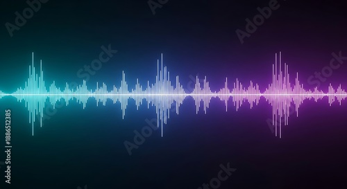 Vibrant sound wave pattern in blue and purple gradient background