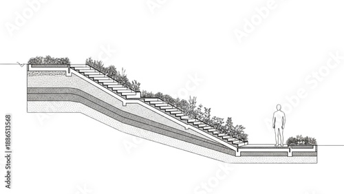 Green Infrastructure Design A Cross-Sectional View of a Vegetated Terraced System