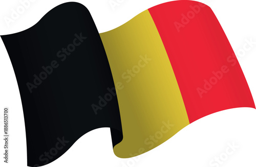 Flag of Belgium. Ribbon style flag that conveys a sense of movement and waving effect
