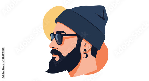 Golden wheat stalks in a geometric blue and white pot on a white background with a soft shadow at the base of the container.