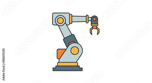 Cartoon Illustration of a Robotic Arm with Gripper.