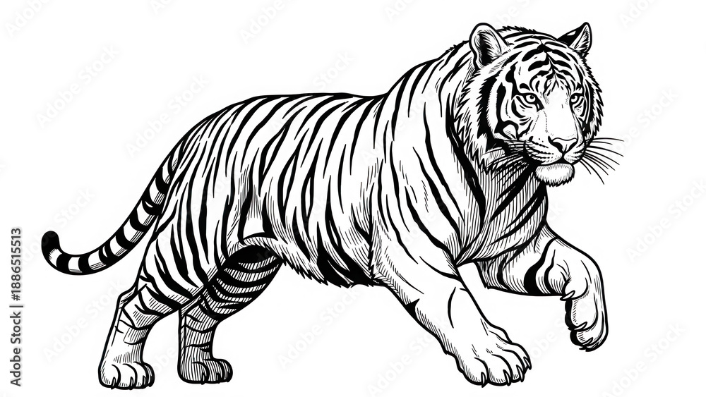 Obraz premium Stylized tiger illustration isolated on transparent background