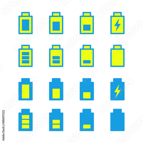 電池残量と充電を示すバッテリーアイコン16個
