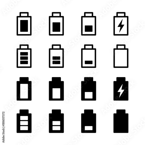 バッテリーと充電状態が分かるアイコン16種セット