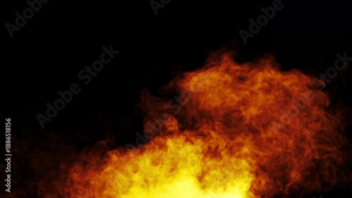 Fiery Flames in the Dark, A mesmerizing display of vibrant flames dances against a dark backdrop, painting a dramatic scene of intense heat and energy