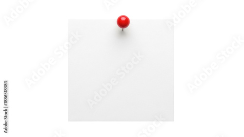 Foto Blank square sticky note with red push pin isolated PNG, memo reminder on transp