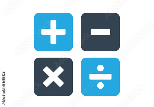 Basic mathematical operation symbols on isolated for calculation