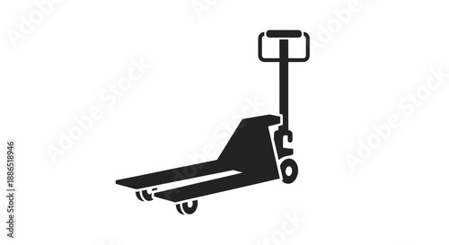 Black Silhouette of a Pallet Jack on White Background.
