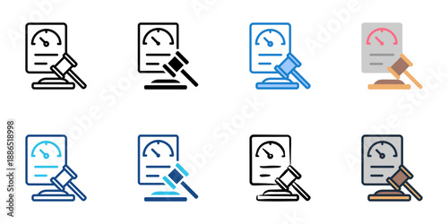 Small Claims icons set multiple style collection. Editable stroke 
