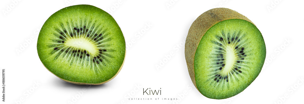 Fototapeta premium Kiwi slice on a white background. High quality photo