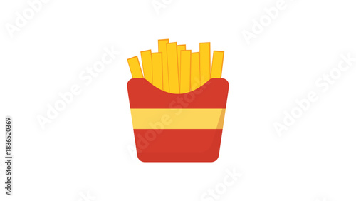 Flat vector illustration of french fries icon representing fast food snack and restaurant concept. This design is suitable for food delivery services restaurant menus mobile applications websites