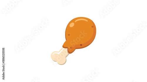 Flat vector illustration of a chicken drumstick representing fried chicken fast food and restaurant concept.