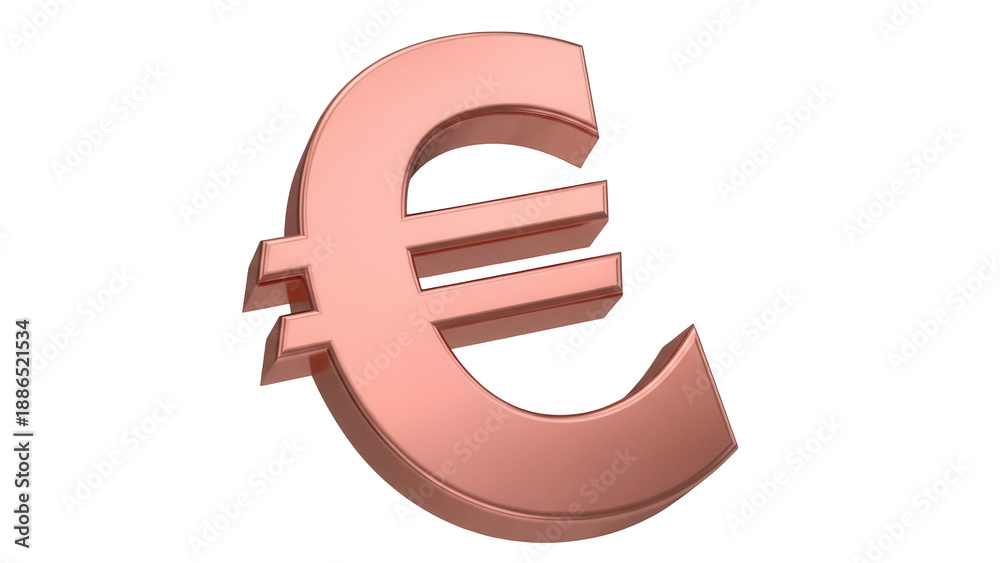 Obraz premium Copper Euro currency symbol isolated PNG, European Union money sign for finance, banking, and international business