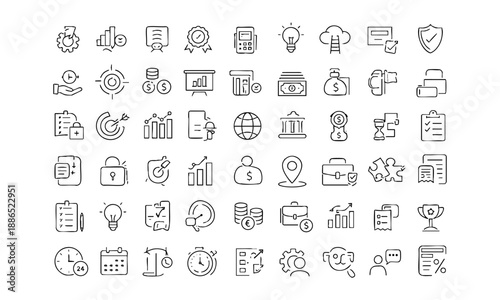 Modern business and finance outline icon collection vector illustration, easily editable. 