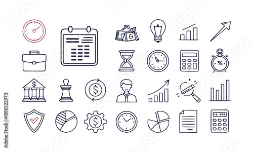 Business and finance line icon set vector illustration, easily editable. 