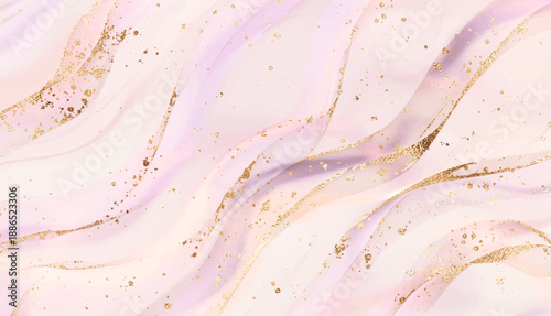 Elegant crystal stone background design with geode texture and gold waves.