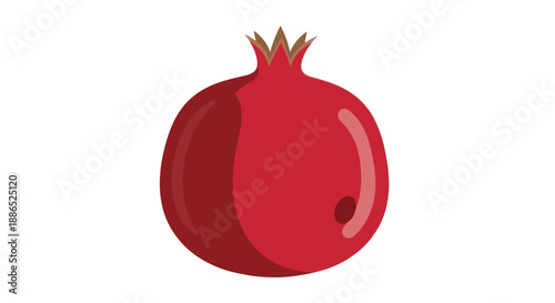 Vibrant Red Pomegranate Fruit Illustration with Crown-like Calyx.