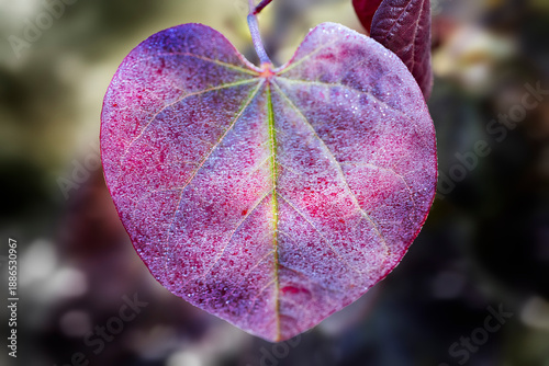 Εκτύπωση καμβά ruby falls weeping redbud tree leaf with rain dops