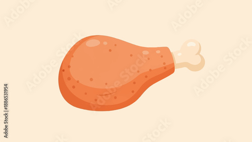 Simple flat illustration of a fried chicken leg on a light background