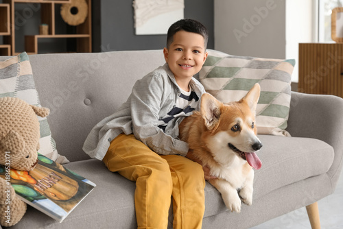 Little happy Asian boy with...