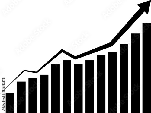 Business arrow candlestick growth graph chart of stock market investment trading graph illustration design upward finance investment profit growth arrows on transparent background.