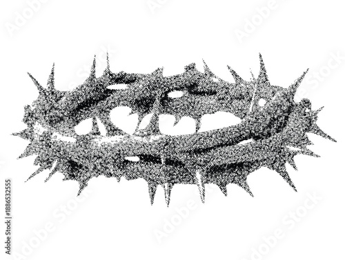 Halftone Crown of Thorns Art Collage Cutouts Set Vintage Dot Texture Abstract Religious Symbol Christian Illustration