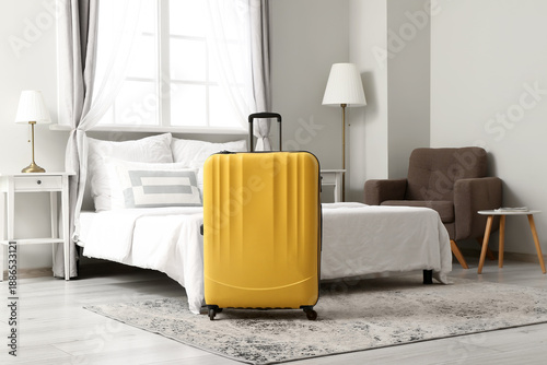 Interior of hotel room with...