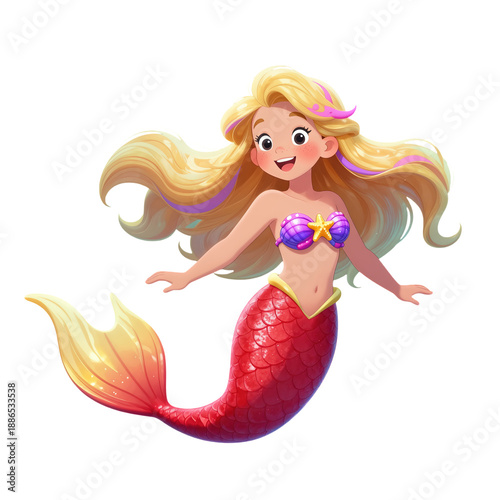 Cute Smiling Mermaid With Long Blonde Hair