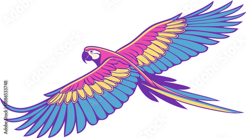 Vector illustration of an abstract flying bird with black wings and feather details designed as a minimalist nature symbol or tattoo element