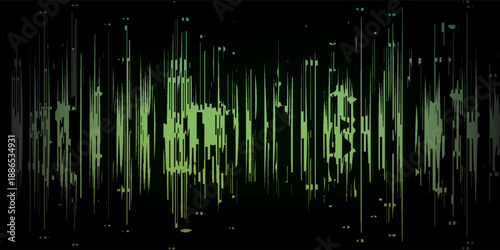 Abstract Green Digital Glitch Effect Background.