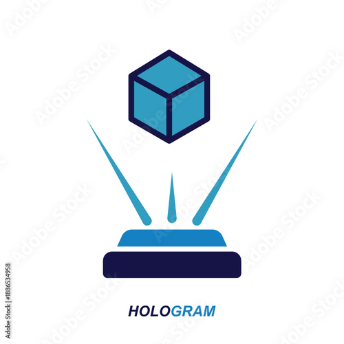 Hologram icon vector futuristic technology abstract 3d object display concept