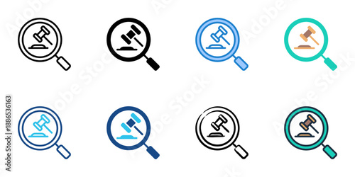 Legal Review icons set multiple style collection. Editable stroke 
