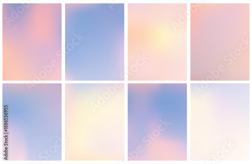 Soft gradient background blending pastel pink, blue, and peach tones. Perfect backdrop for elegant designs, posters, and banners with warm sunset-inspired colors. Vector illustration.