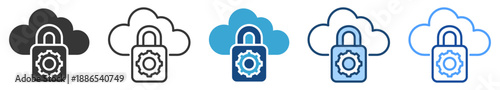 Private cloud icon set multi style icon set collection vector illustration
