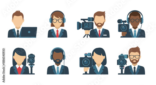 Diverse News Anchors and Media Professionals.