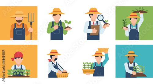 Farmer Character Illustration Collection.