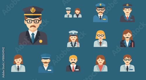 Diverse Cartoon Occupations and Uniforms Collection.