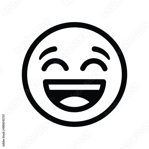 Smiling face icon black and white