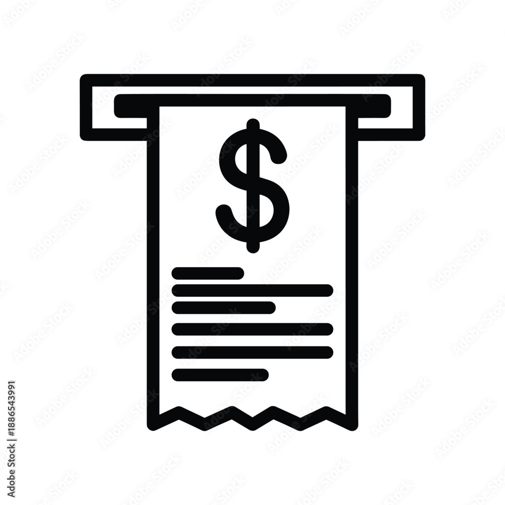 Obraz premium Dollar invoice receipt document icon