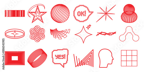 Fotografi Collection of Red Geometric and Abstract