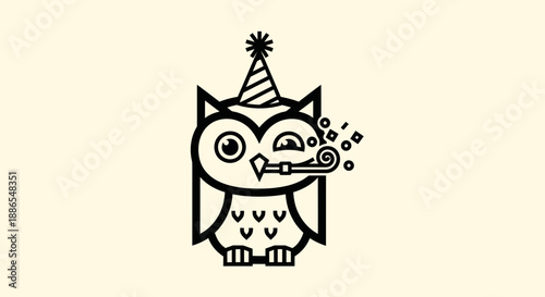 Cartoon owl party illustration